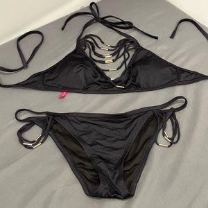 Super cute black w/gold accents VS bikini set